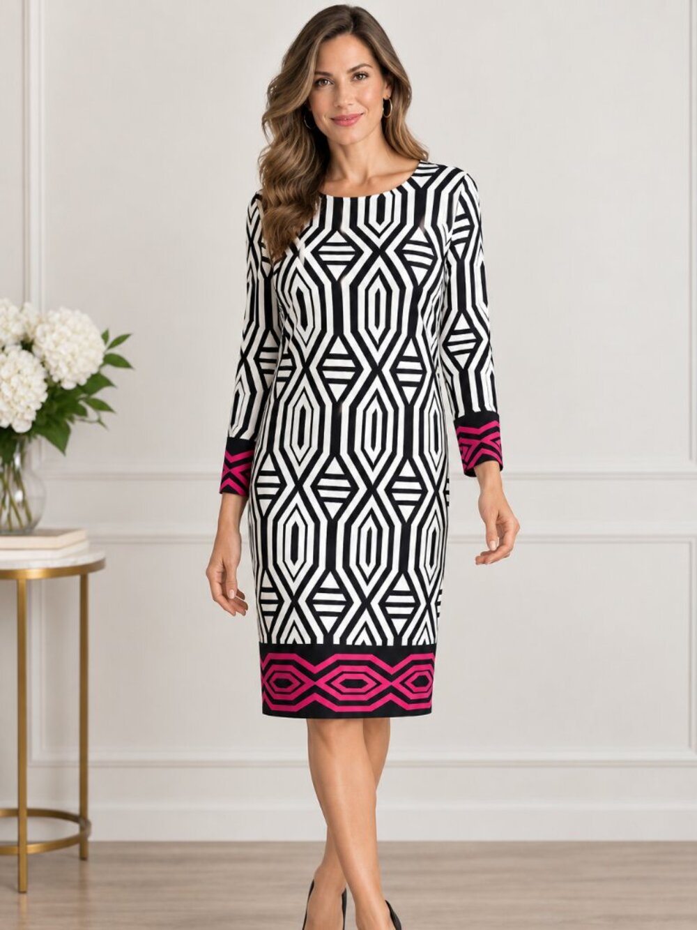 INC International Concepts Trellis Pink Printed Sheath Dress Secret‎ Garden XL